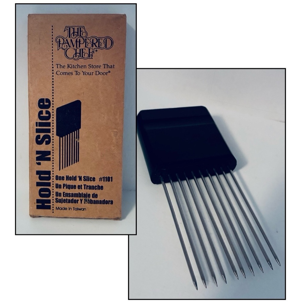 NIB The Pampered Chef “Hold n Slice” Cooking Tool, #1101, 1990’s, new in box